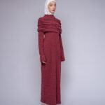 knit layered dress by Kharzaat with adjustable shoulder layer