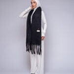 wool scarf by Kharzaat with gold logo