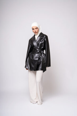 oversized leather jacket by Kharzaat black
