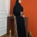 Black gold embroidered ramadan abaya
