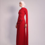 Signature Ring Dress in Sky Blue by Kharzaat featuring a sculpted draped waist with a metallic ring detail