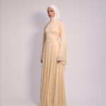 Lace Grace Dress by Kharzaat in Soft Mint featuring elegant lace fabric and flowing bell sleeves